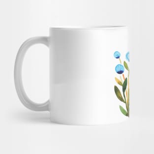 Simple watercolor flowers - green and blue Mug